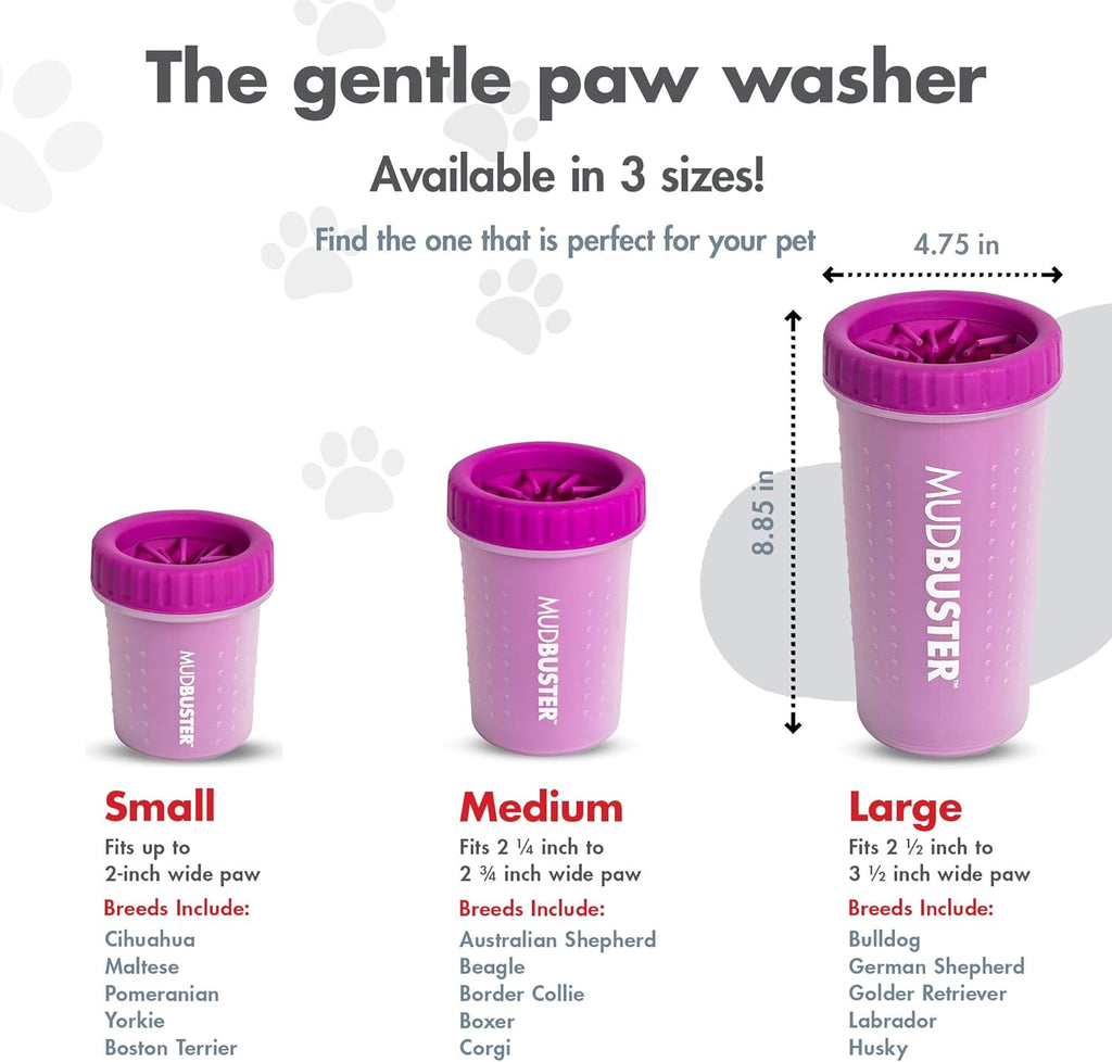 Mudbuster Portable Large Dog Paw Cleaner, Fuchsia - Premium Pet Supplies and Accessories