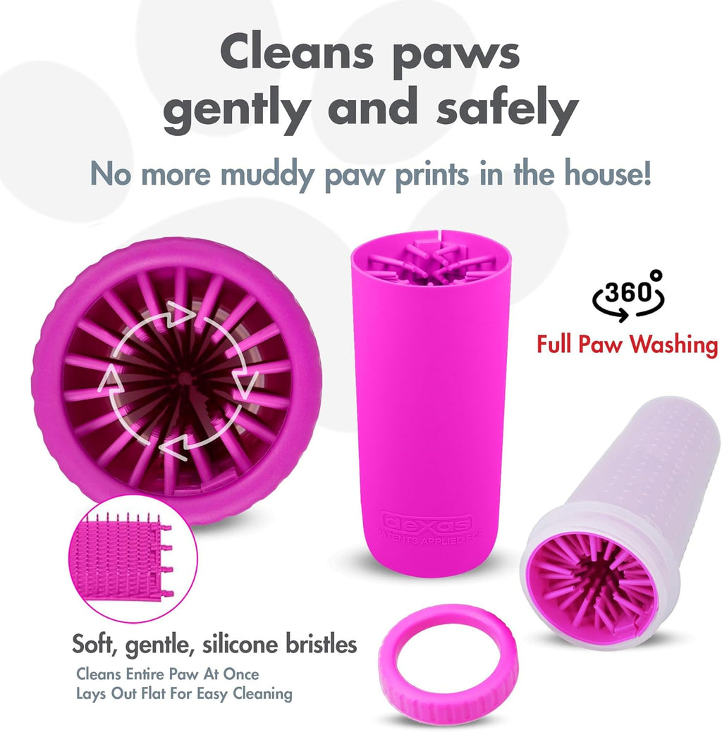 Mudbuster Portable Large Dog Paw Cleaner, Fuchsia - Premium Pet Supplies and Accessories