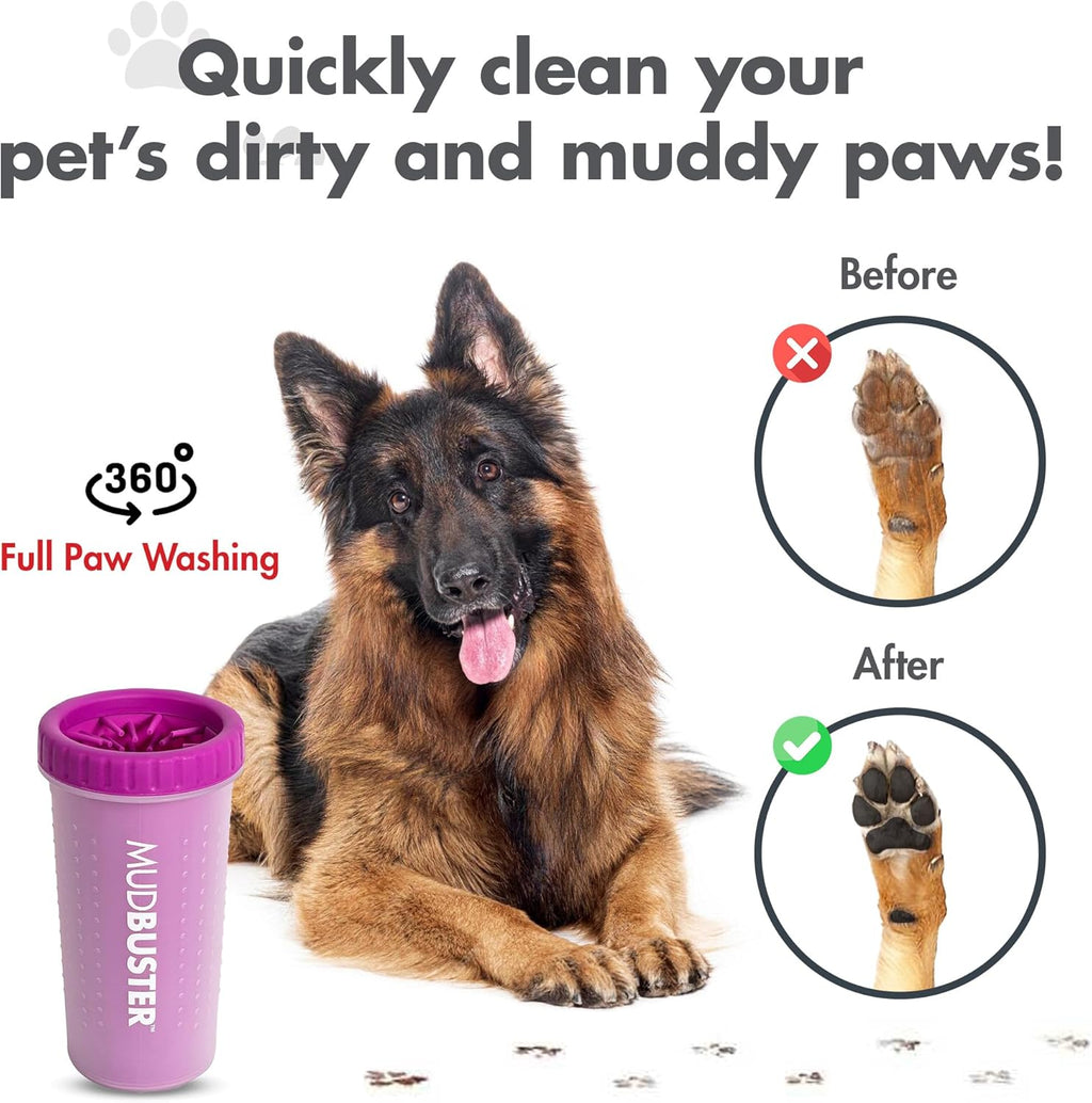 Mudbuster Portable Large Dog Paw Cleaner, Fuchsia - Premium Pet Supplies and Accessories